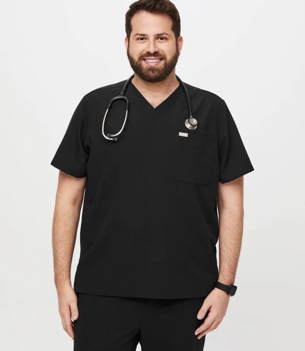 FIGS Technical Collection Leon Three Pocket Scrub Top Mens XL Black New